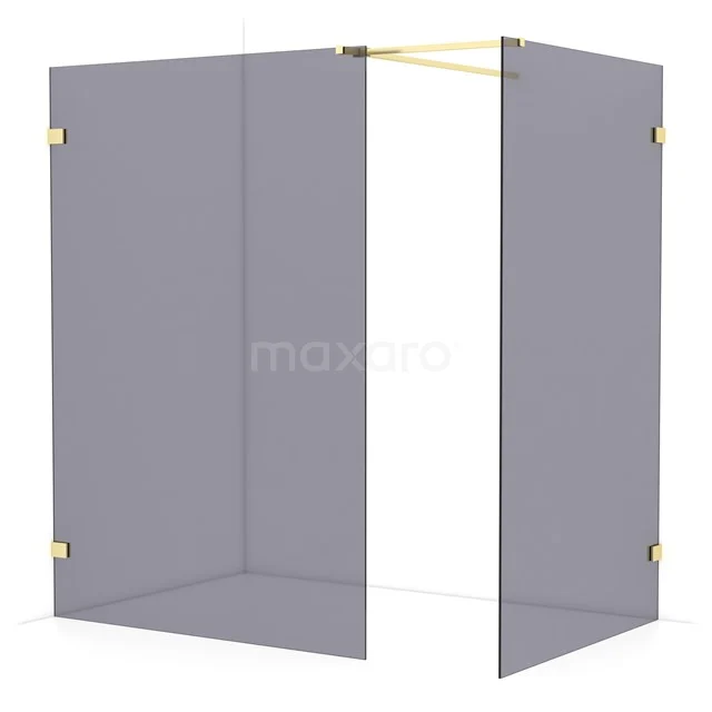 Diamond Walk-in shower | 140x120 cm Light gold Smoke glass 2 fixed walls IDB1412521LG