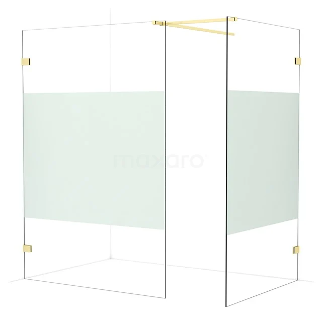 Diamond Walk-in shower | 140x120 cm Light gold Clear with matt strip 2 fixed walls IDB1412523LG