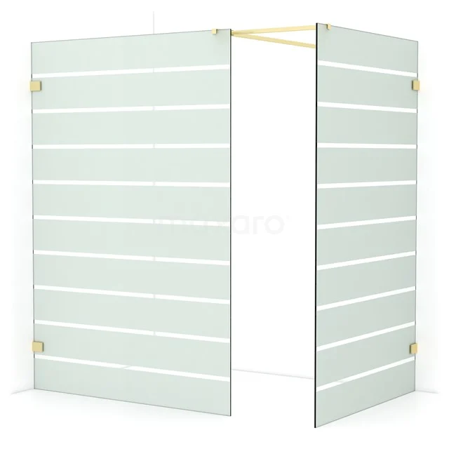 Diamond Walk-in shower | 140x120 cm Light gold Clear with matt stripes 2 fixed walls IDB1412526LG