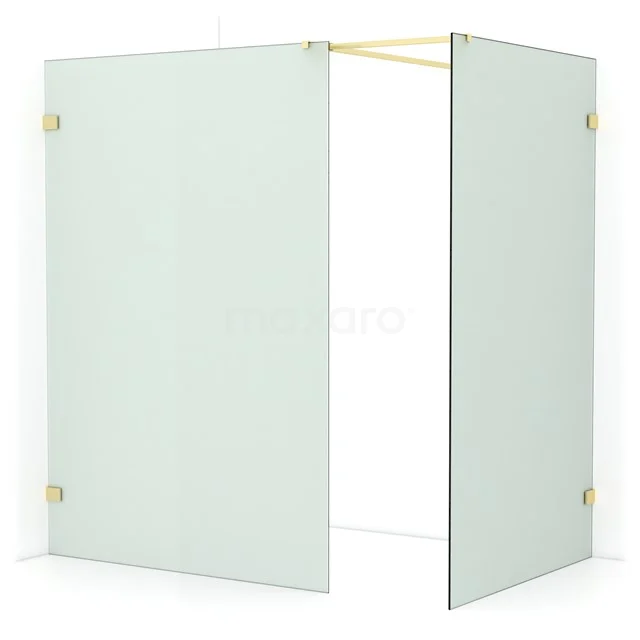 Diamond Walk-in shower | 140x120 cm Light gold Frosted glass 2 fixed walls IDB1412527LG