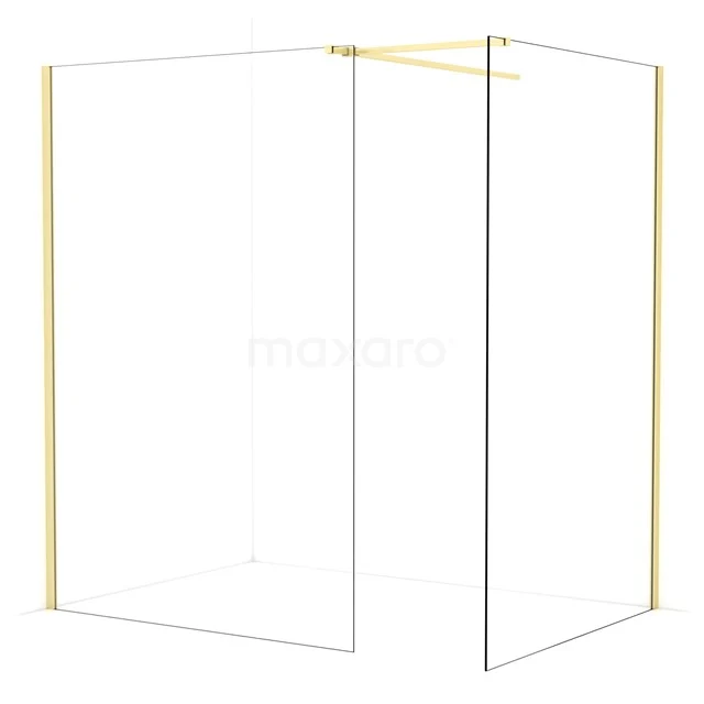Diamond Walk-in shower | 140x130 cm Light gold Clear glass 2 fixed walls IDB1413510LG
