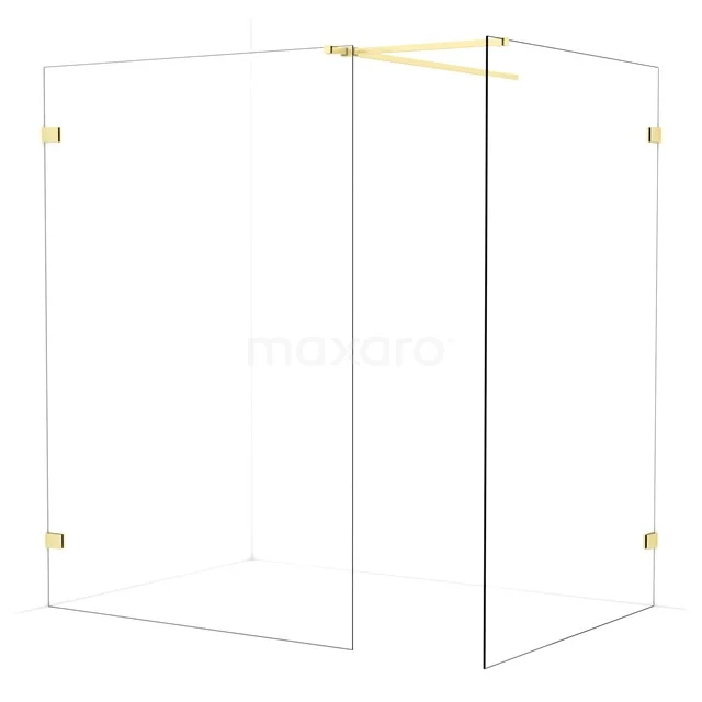 Diamond Walk-in shower | 140x130 cm Light gold Clear glass 2 fixed walls IDB1413520LG