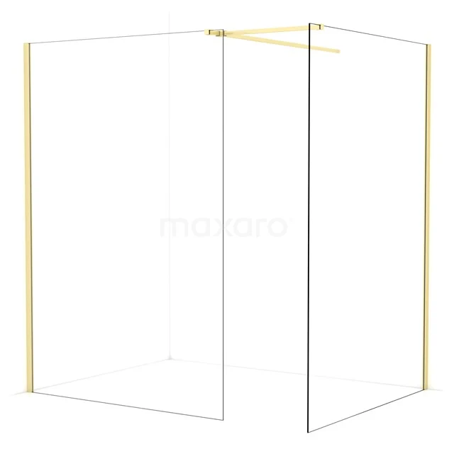 Diamond Walk-in shower | 140x140 cm Light gold Clear glass 2 fixed walls IDB1414510LG