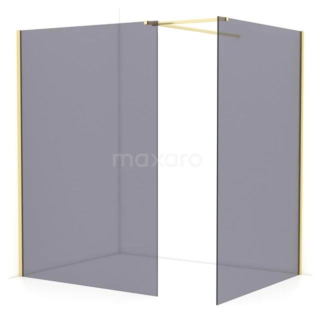 Diamond Walk-in shower | 140x140 cm Light gold Smoke glass 2 fixed walls IDB1414511LG