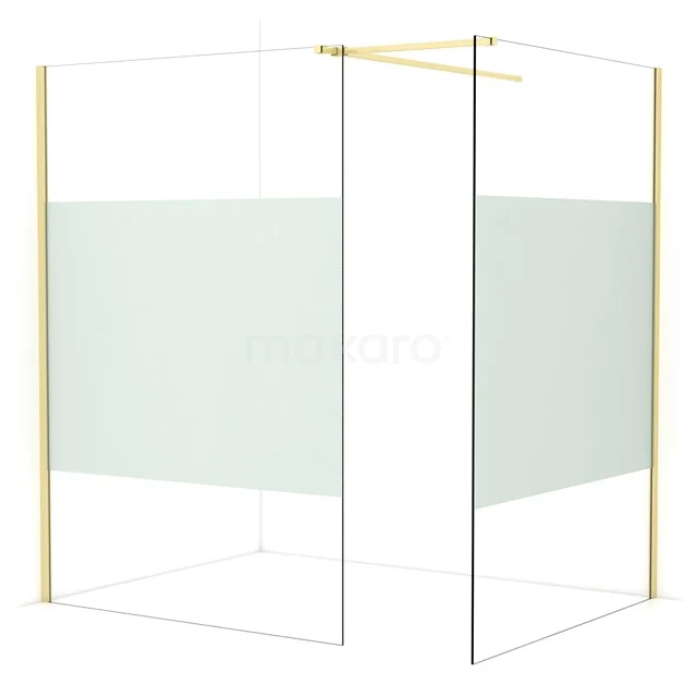 Diamond Walk-in shower | 140x140 cm Light gold Clear with matt strip 2 fixed walls IDB1414513LG