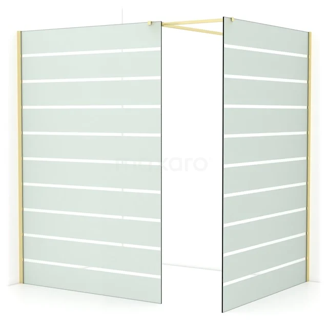 Diamond Walk-in shower | 140x140 cm Light gold Clear with matt stripes 2 fixed walls IDB1414516LG
