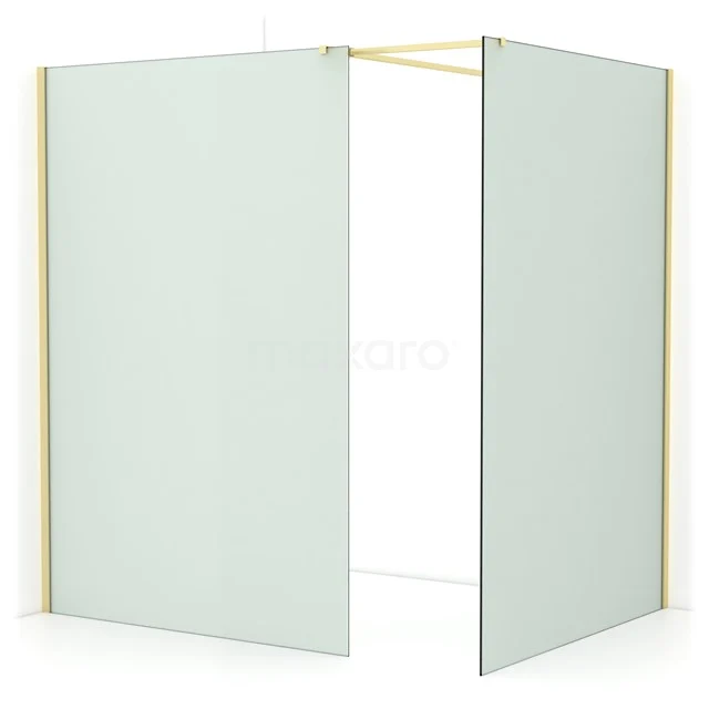 Diamond Walk-in shower | 140x140 cm Light gold Frosted glass 2 fixed walls IDB1414517LG