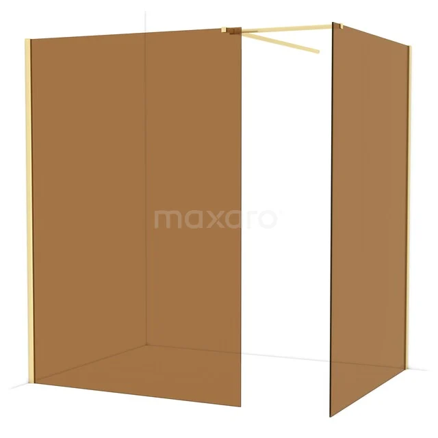 Diamond Walk-in shower | 140x140 cm Light gold Bronze glass 2 fixed walls IDB1414519LG Diamond Walk-in shower | 140x140 cm Light gold Bronze glass 2 fixed walls IDB1414519LG