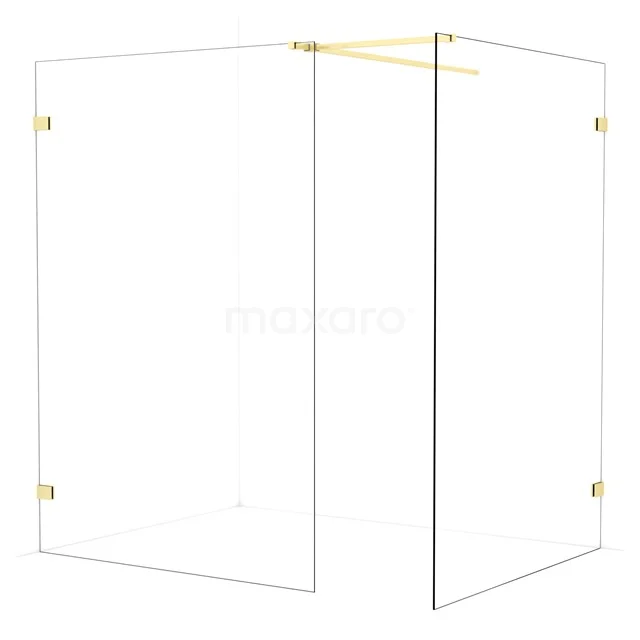 Diamond Walk-in shower | 140x140 cm Light gold Clear glass 2 fixed walls IDB1414520LG