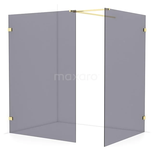 Diamond Walk-in shower | 140x140 cm Light gold Smoke glass 2 fixed walls IDB1414521LG