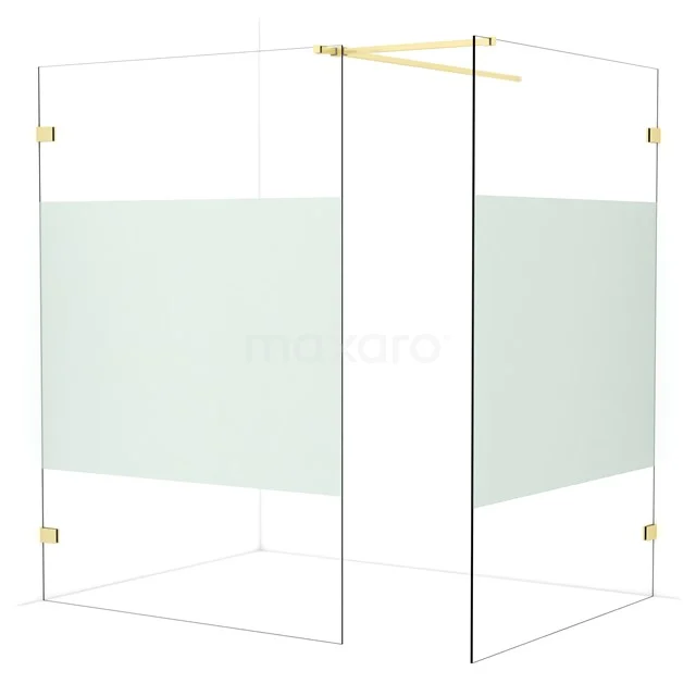Diamond Walk-in shower | 140x140 cm Light gold Clear with matt strip 2 fixed walls IDB1414523LG