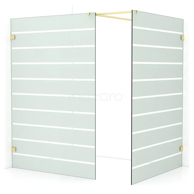 Diamond Walk-in shower | 140x140 cm Light gold Clear with matt stripes 2 fixed walls IDB1414526LG