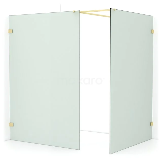 Diamond Walk-in shower | 140x140 cm Light gold Frosted glass 2 fixed walls IDB1414527LG