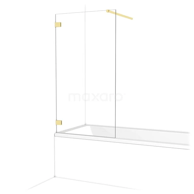 Diamond Bath screen | 80 cm Light Gold Clear glass BDA08120LG