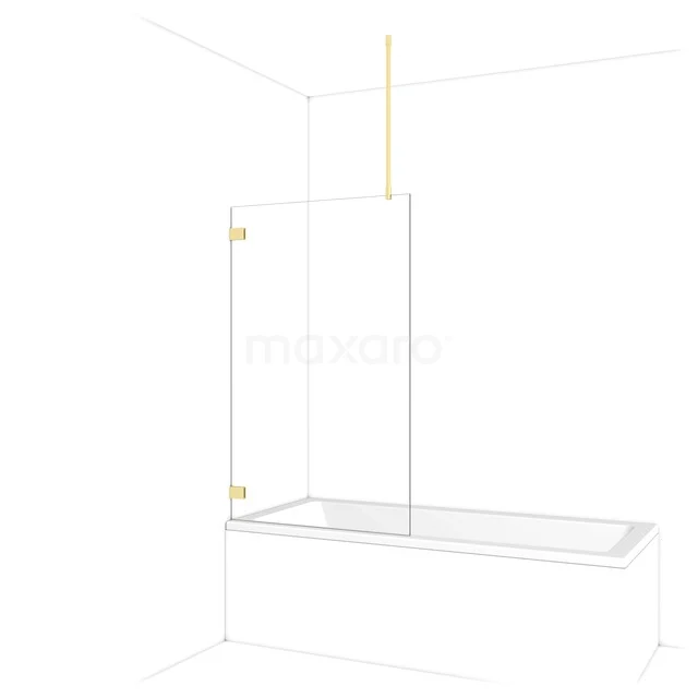 Diamond Bath screen | 90 cm Light gold Clear glass BDA09720LG