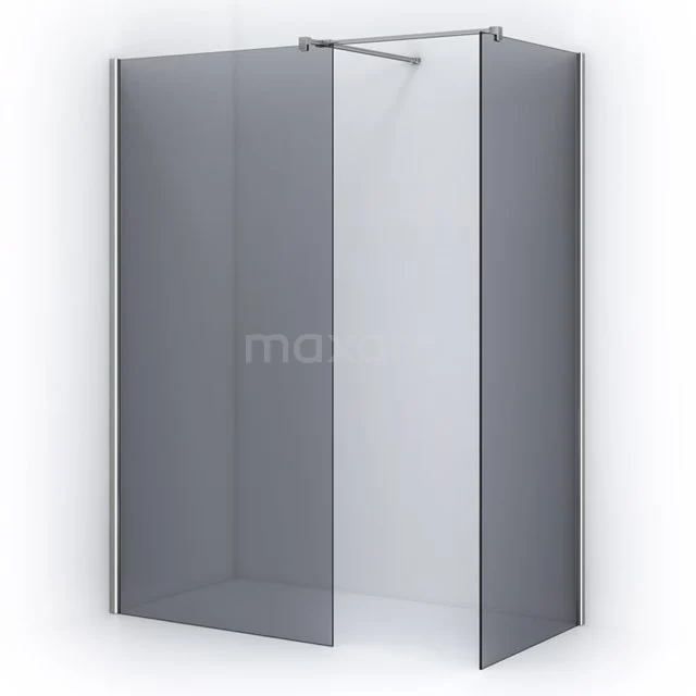 Pearl Walk-in shower | 90x80 cm Smoke glass 2 fixed walls IPB0908501C Glass shower screen with matte black frame, modern design, suitable for stylish bathroom design.