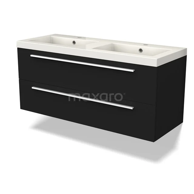 Canto Vanity units with basin | 120 cm Black front Mineral marble 2 Stacked drawers BMW02-00047