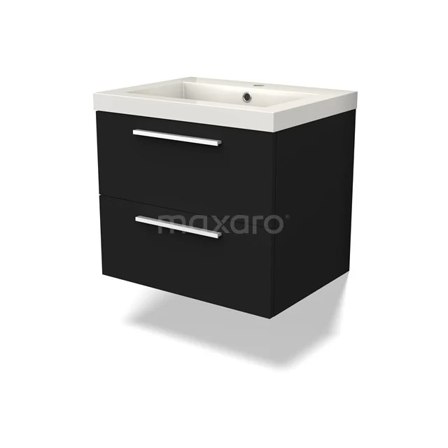Canto Badkamermeubel met wastafel | 60 cm Zwart front Mineraalmarmer 2 lades onder elkaar BMW02-00006