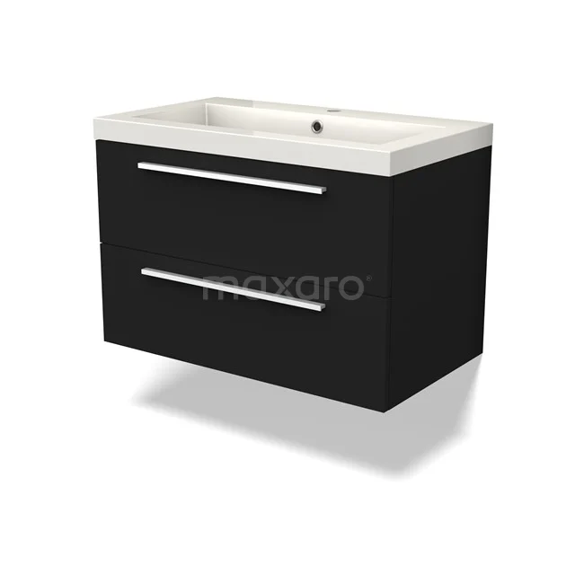 Canto Bathroom furniture with sink | 80 cm Black front Mineral marble 2 Stacked drawers BMW02-00018