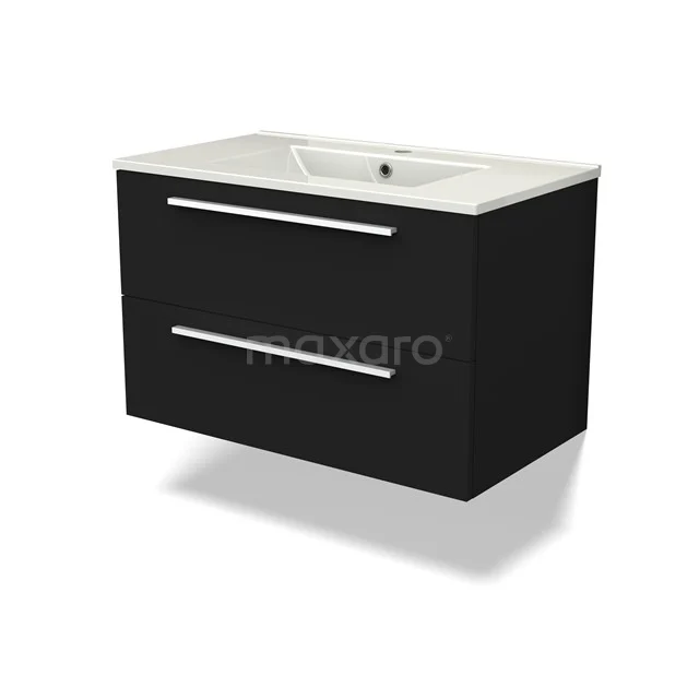 Canto Bathroom furniture with sink | 80 cm Black front Ceramic 2 Stacked drawers BMW02-00019