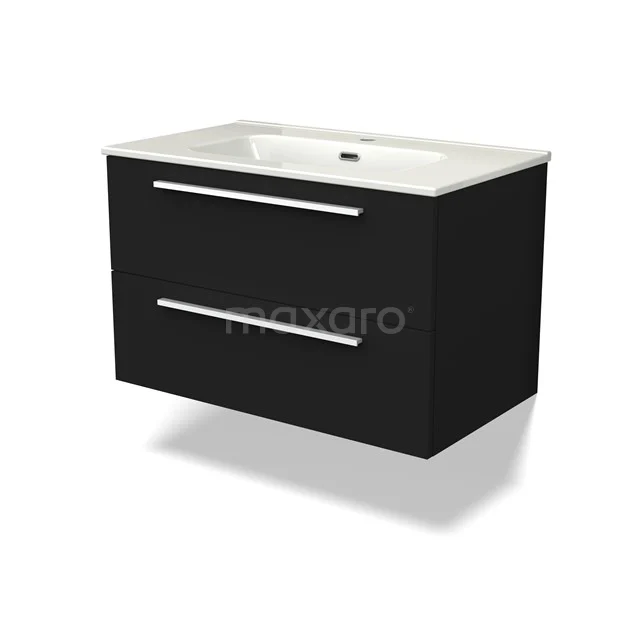 Canto Bathroom furniture with sink | 80 cm Black front Ceramic 2 Stacked drawers BMW02-00020