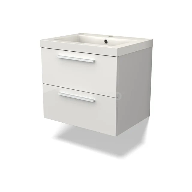 Canto Bathroom furniture with sink | 60 cm High-gloss white front Mineral marble 2 Stacked drawers BMW02-00002