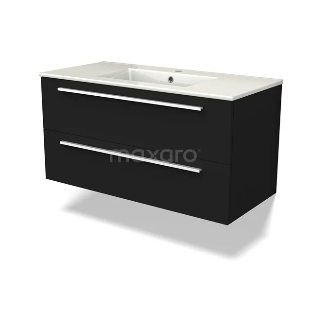 Canto Bathroom furniture with sink | 100 cm Black front Ceramic 2 Stacked drawers BMW02-00030