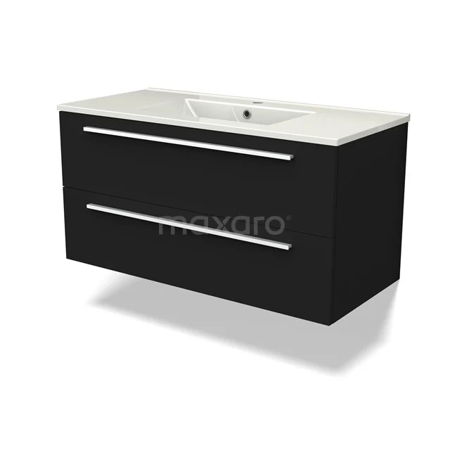 Canto Bathroom furniture with sink | 100 cm Black front Ceramic 2 Stacked drawers BMW02-00033