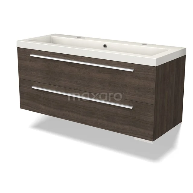 Canto Badkamermeubel met wastafel | 120 cm Donkerbruin essen front Mineraalmarmer 2 lades onder elkaar BMW02-00050