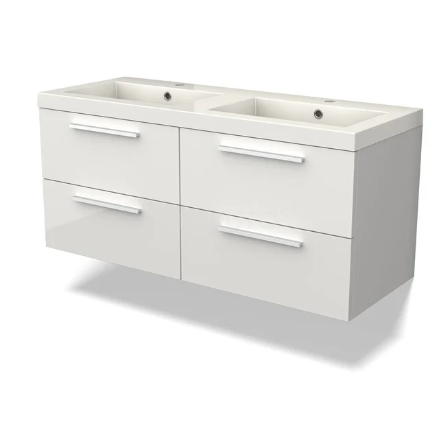 Canto Bathroom furniture with sink | 120 cm High-gloss white front Mineral marble 4 drawers BMW04-00002