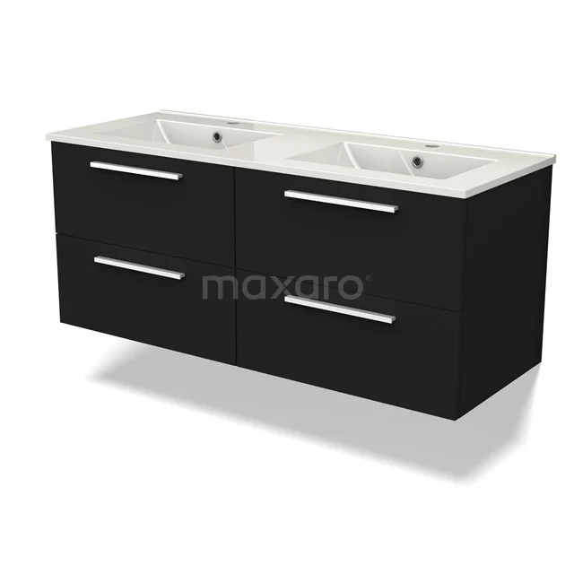 Canto Badkamermeubel met wastafel | 120 cm Zwart front Keramiek 4 lades BMW04-00007