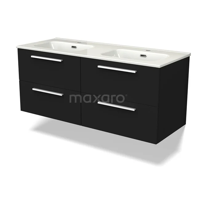 Canto Badkamermeubel met wastafel | 120 cm Zwart front Keramiek 4 lades BMW04-00008