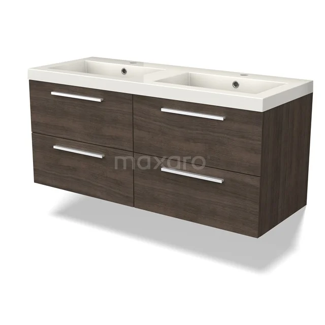 Canto Badkamermeubel met wastafel | 120 cm Donkerbruin essen front Mineraalmarmer 4 lades BMW04-00010
