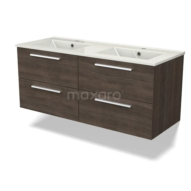 Canto Badkamermeubel met wastafel | 120 cm Donkerbruin essen front Keramiek 4 lades BMW04-00011