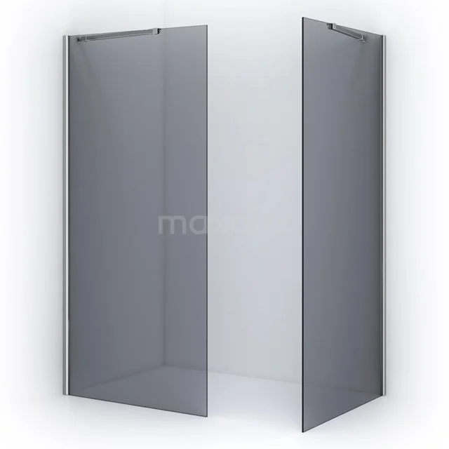 Matte black shower screen set with corner unit, frosted glass and sleek aluminium profile, ideal for a modern bathroom.