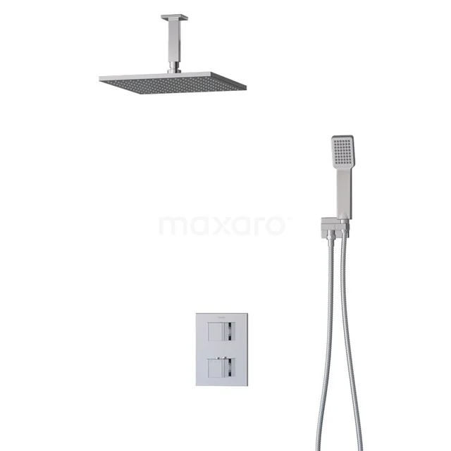 Viereckige Regendusche-Set mit thermostatischer Armatur, rostfreies Stahl, einschließlich Handbrause. Perfekt für moderne Badezimmer.