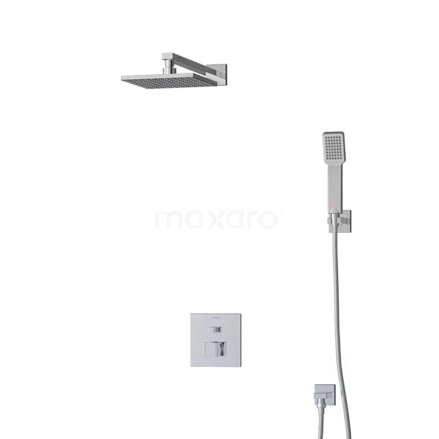 Regendusche Cubic Chrom 20cm Unterputz Einhebelmischer Chrom BIC22-00282 Hochwertige Chromfarbe Einbau Regenduschen Set mit quadratischer Form, einschließlich Handbrause. Perfekt für moderne Badezimmerdesigns.