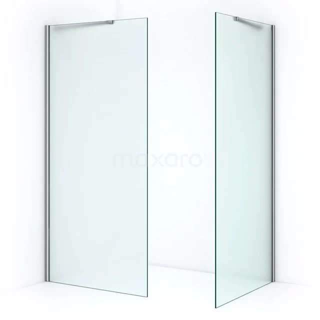 Modern glass shower screen, transparent design, corner shape with aluminium profiles, ideal as a stylish bathroom solution.