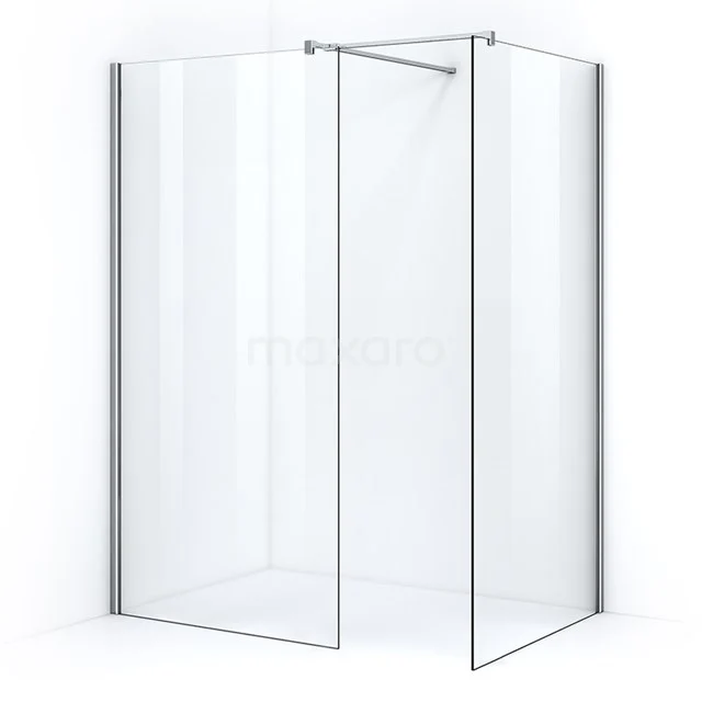 Pearl Walk-in shower | 100x100 cm Clear glass 2 fixed walls IPB1010500C Clear glass corner shower screen with minimalist design and aluminium profiles, ideal for modern bathrooms.