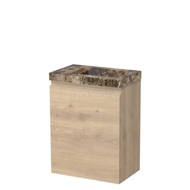 Modulo Pico Toilet unit with basin | 40 cm Light brown oak Handleless fronts Basin Dark emperador Natural stone TMW10-00696