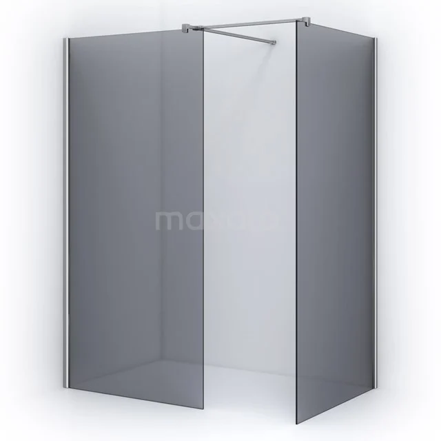 Matte black walk-in shower with clear glass walls, sleek design and aluminium profile, ideal addition to your modern bathroom.