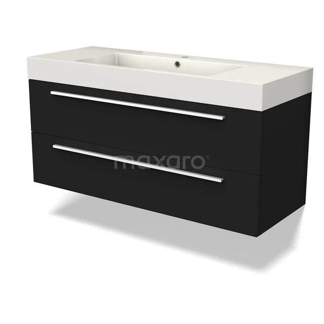 Canto Vanity units with basin | 120 cm Black front Mineral marble 2 Stacked drawers BMW02-00066