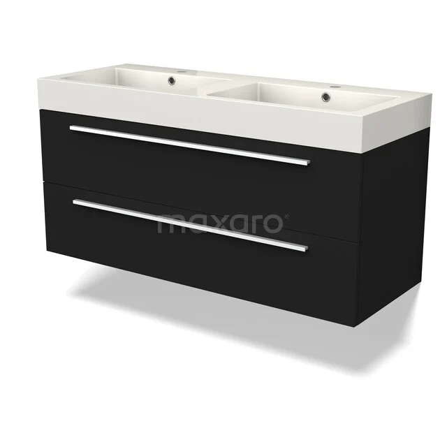 Canto Vanity units with basin | 120 cm Black front Mineral marble 2 Stacked drawers BMW02-00067