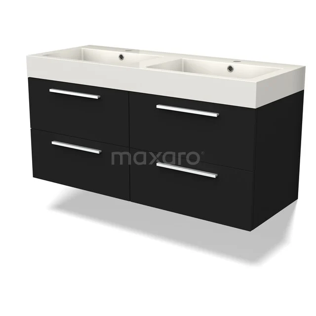 Canto Badkamermeubel met wastafel | 120 cm Zwart front Mineraalmarmer 4 lades BMW04-00014