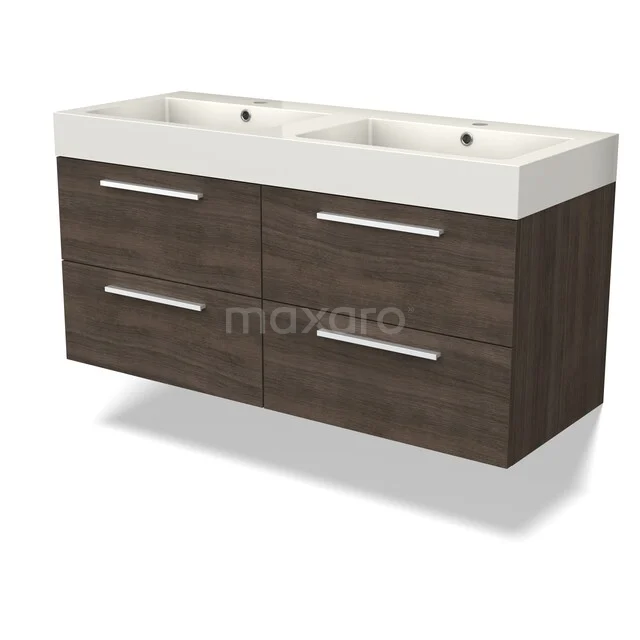 Canto Badkamermeubel met wastafel | 120 cm Donkerbruin essen front Mineraalmarmer 4 lades BMW04-00015