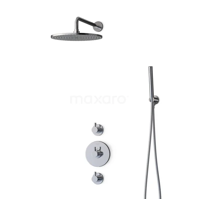 Minimalist black rain shower set with handheld shower and round tap, ideal for a modern bathroom style.