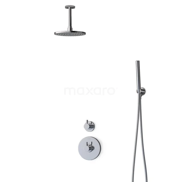Radius Rain shower Built-in | Chrome 20 cm Rain shower Thermostatic BIC55-00019 Modern chrome rain shower set with round rain shower head, handheld shower and wall tap. Perfect for a stylish bathroom upgrade.