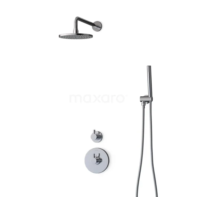 Radius Regenduschen Einbau | Chrom 20 cm Regenduschen Thermostatisch BIC55-00039 Edelstahl Regendusche Set mit runder Duschekopf und Handbrause, minimalistisches Design für ein modernes Badezimmer.