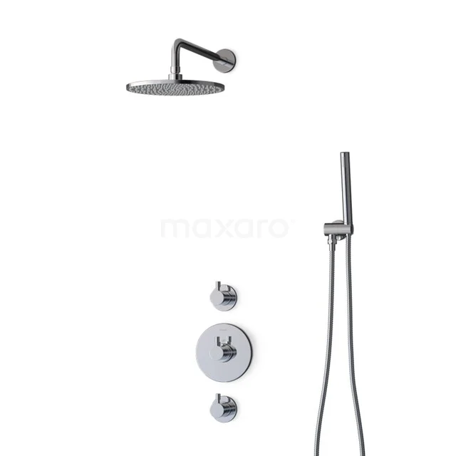 Chrom Regendusche Set mit Handbrause, runde Matt Schwarz Oberfläche, moderne Einbau-Stil für luxuriöse Bäder.