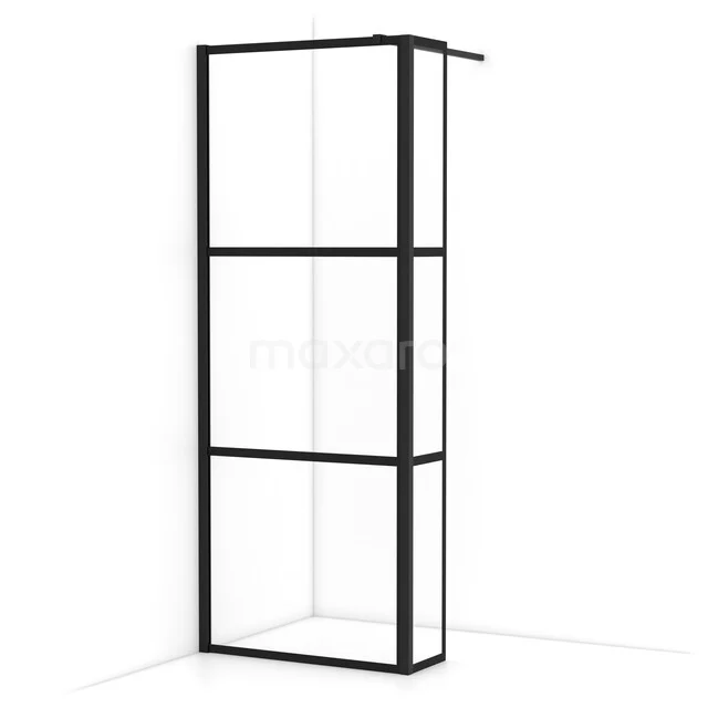 Diamond begehbare Dusche | 80 cm Matt Schwarz  Feste Wand mit Seitenwand IDC0803118MBN